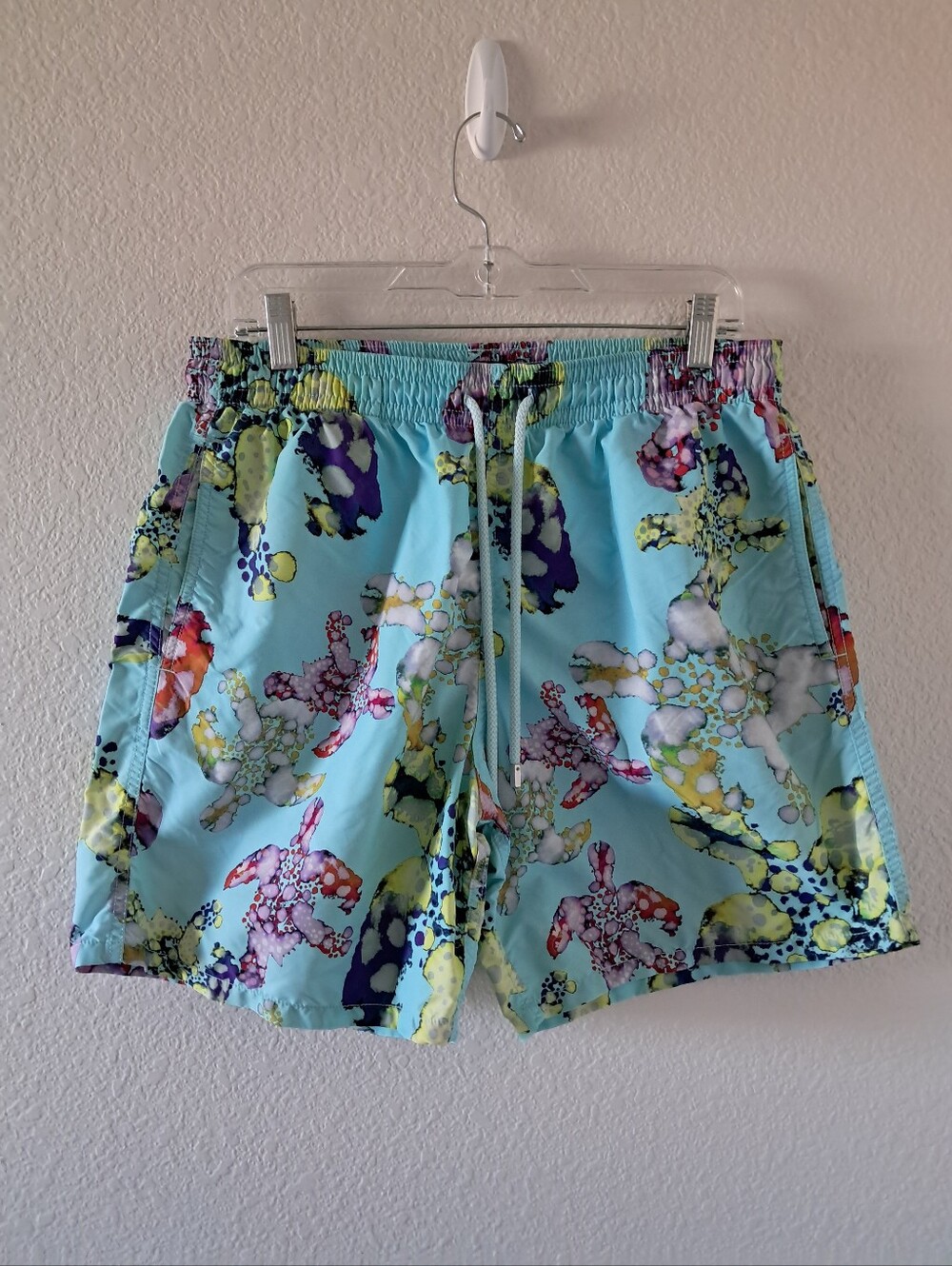 Vilebrequin Swim Trunks Shorts Turtle Print Men's Size XL Blue Green
